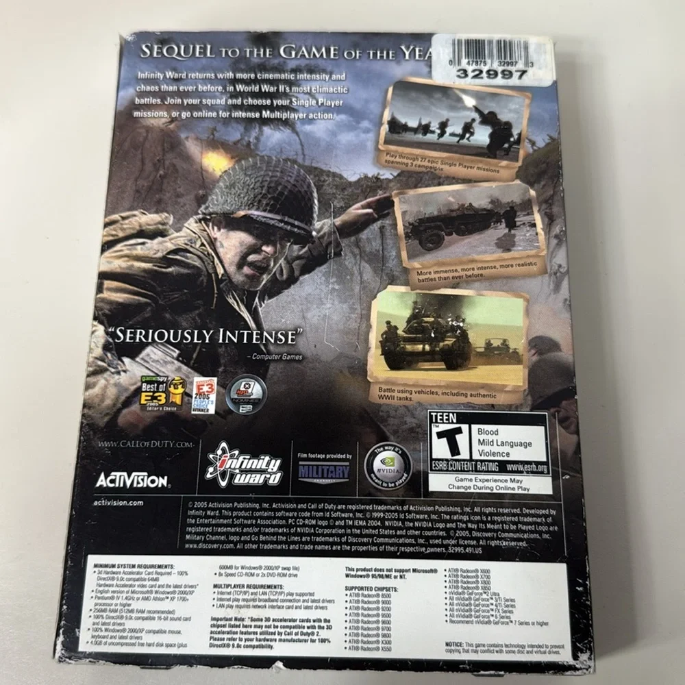 Call of Duty 2 PC Game Activision 6 Disks Instruction Manual Battles Missions